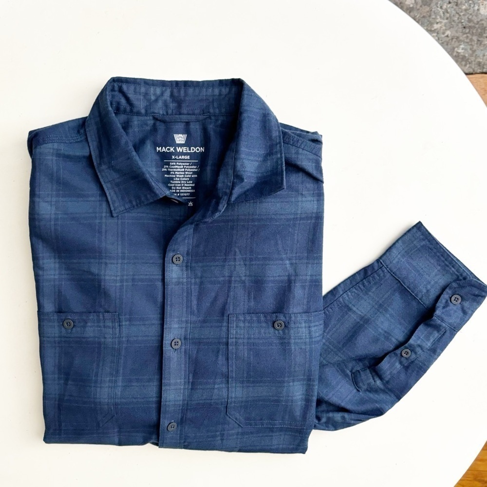 Mack Weldon Men’s Plaid Flannel Button Down Shirt Size XL Blue